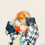 Sophie le clown - Aquarelle on Canvas 20x20